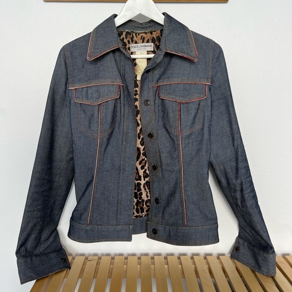 VINTAGE Dolce & Gabbana Jean Jacket sz 40 - Picture 5 of 12